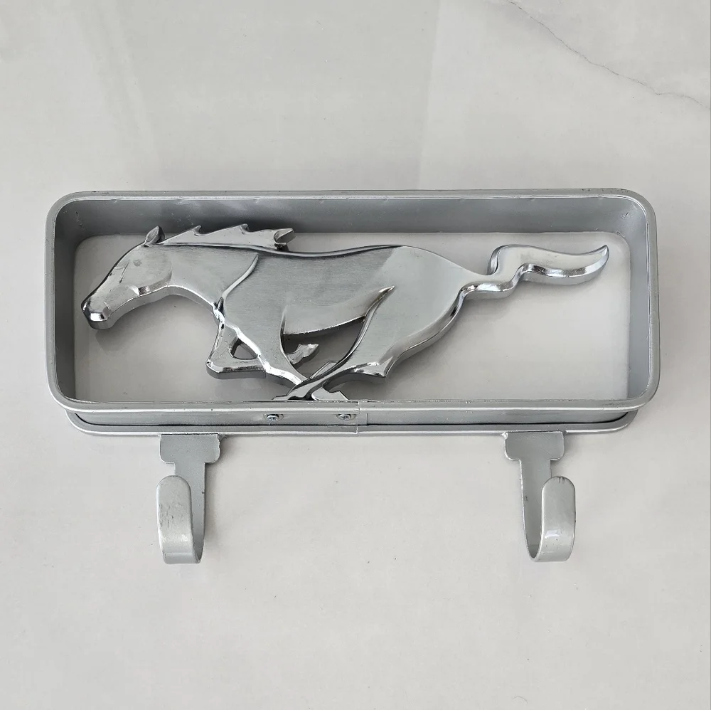 Ford Mustang Galloping Horse Emblem Wall Hook - Silver